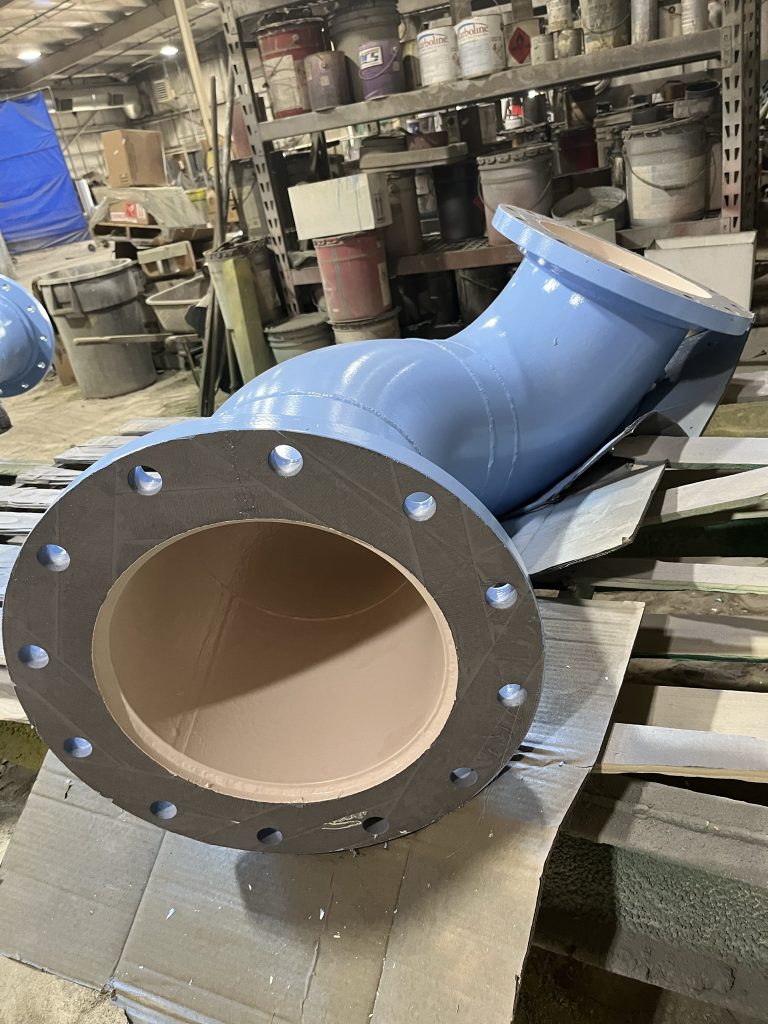 Blue curved spool close-up